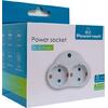 Αντάπτορας ρεύματος POWERTECH PT-818, 2x schuko, 250V 16A, λευκός με προστασία υπέρτασης
